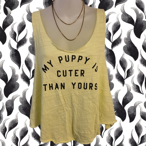 🔖3/$24 Yellow Thin PINK Tank in XL (but fits smaller) - Picture 1 of 2